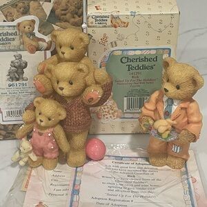Thanksgiving DAD w/ Kids Figurines 2 pc set Cherished Teddies Rick 141291 Boxes
